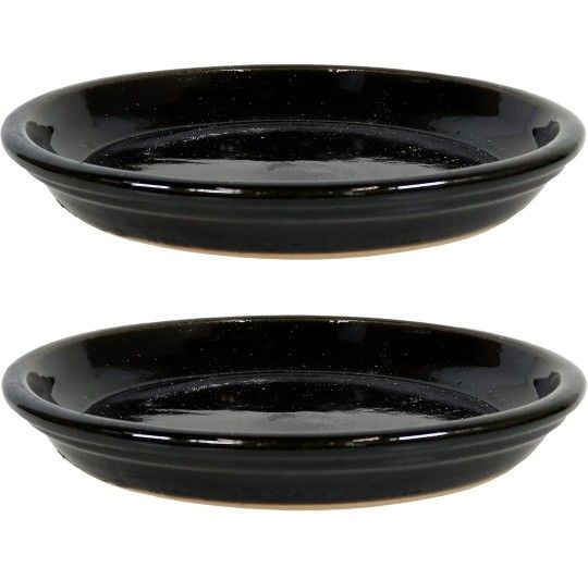 Sunnydaze 9-Inch Ceramic Plant Saucers, set of 2