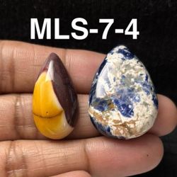 Multi-Stone Mix Shape Gemstone Cabochon-2Pc Lot-MLS-7-4