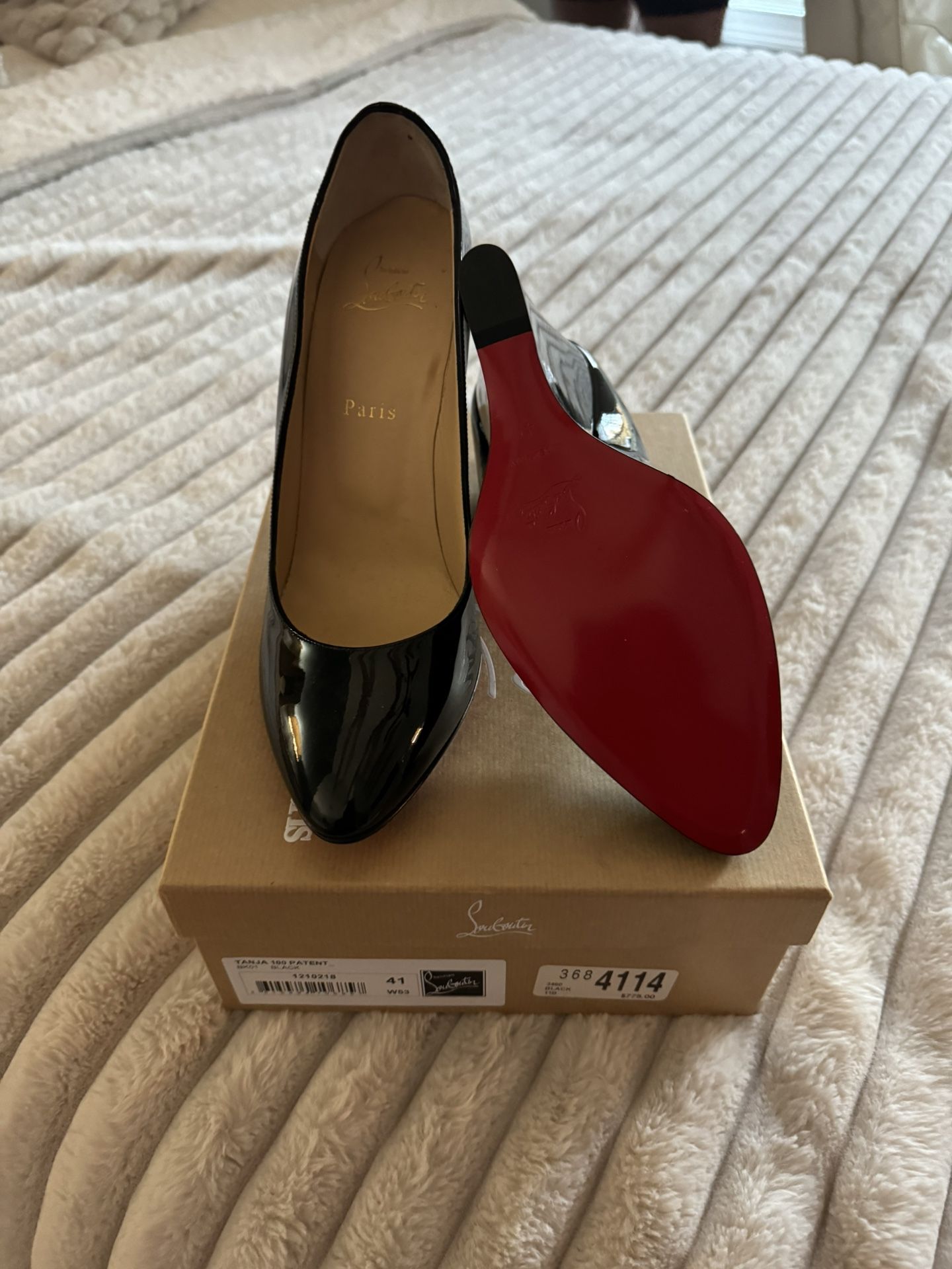 Christian Louboutin Tanja 100 Patent Red Sole Wedge Pumps Nude Eur 41 / US 11