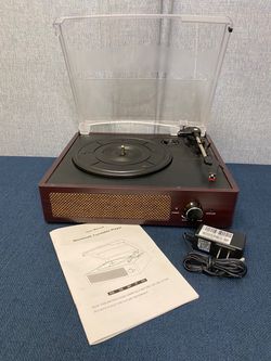 Bluetooth Vinyl Record Player & 3-Speed Turntable with Built-in Stereo Speakers