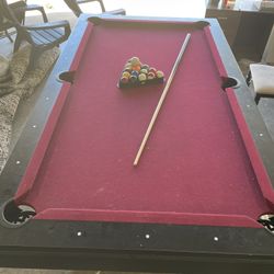Red Pool Table With new Balls 