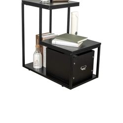 3 Tier End Table With Storage Basket 