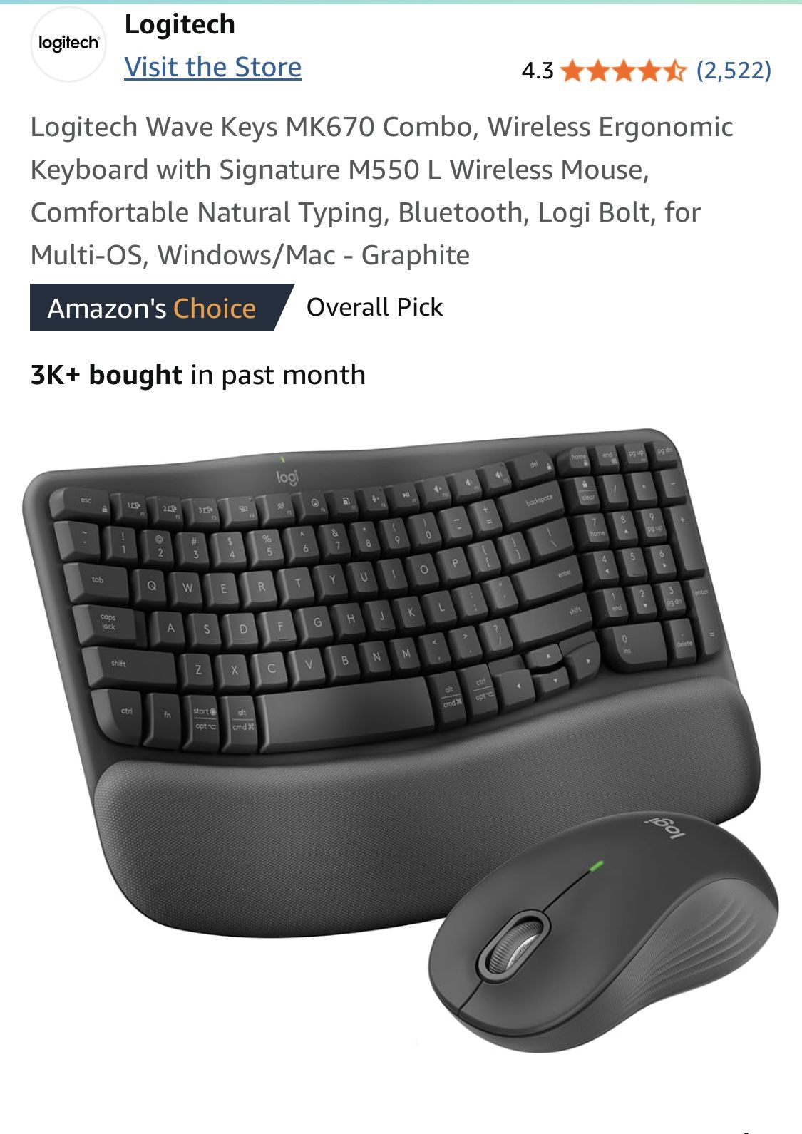 LOGITECH Wave Keys MK670 COMBO NEW
