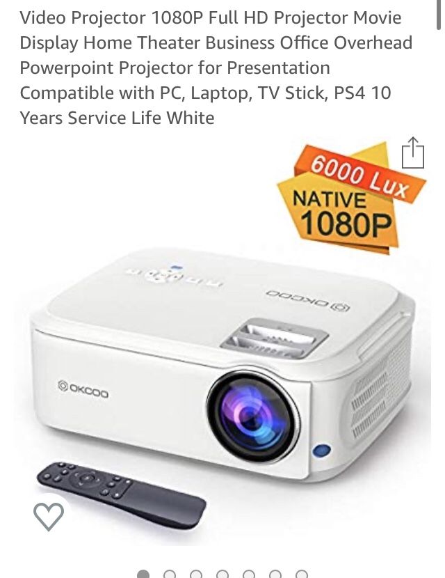 Video Projector 1080P Full HD Projector Movie Display Home Theater Business Office Overhead Powerpoint Projector for Presentation Compatible with PC,