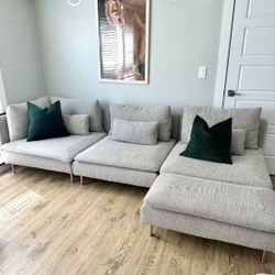 Couch Sectional, 4-seat, with chaise/Viarp beige/brown