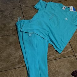 Men Adidas Turquoise Pants Set XL