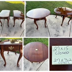 Two Dropleaf End Tables 