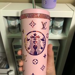 New Pink Rhinestoned Cup