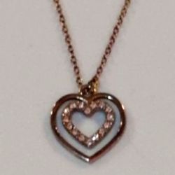 🔖🔖FREE Pair Of Matching Gold Heart Earrings When You By This Gold CZ Heart Necklace .