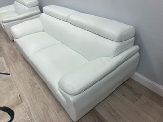 White leather loveseat