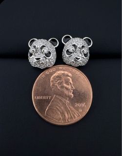 NEW - Panda 🐼 Earrings- 925 Sterling silver with Moissanite diamonds 💎