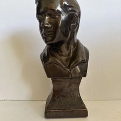 Vintage Elvis Presley 11” Inch Bust Head Statue Ceramic Bronze Signed By Mcgee
