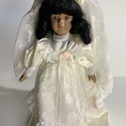 African American Bridal Porcelain Doll 12"