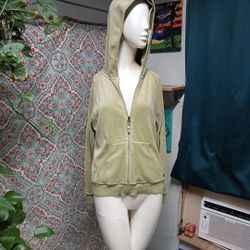 NWOT N.Y.L. Green Velvet Zip Up Jacket, Size L