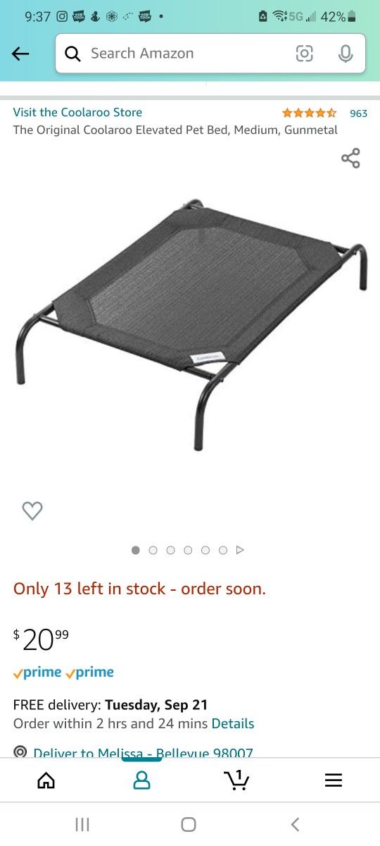 Elevated Pet Bed ,gunmetal (Never Used Still In Box)