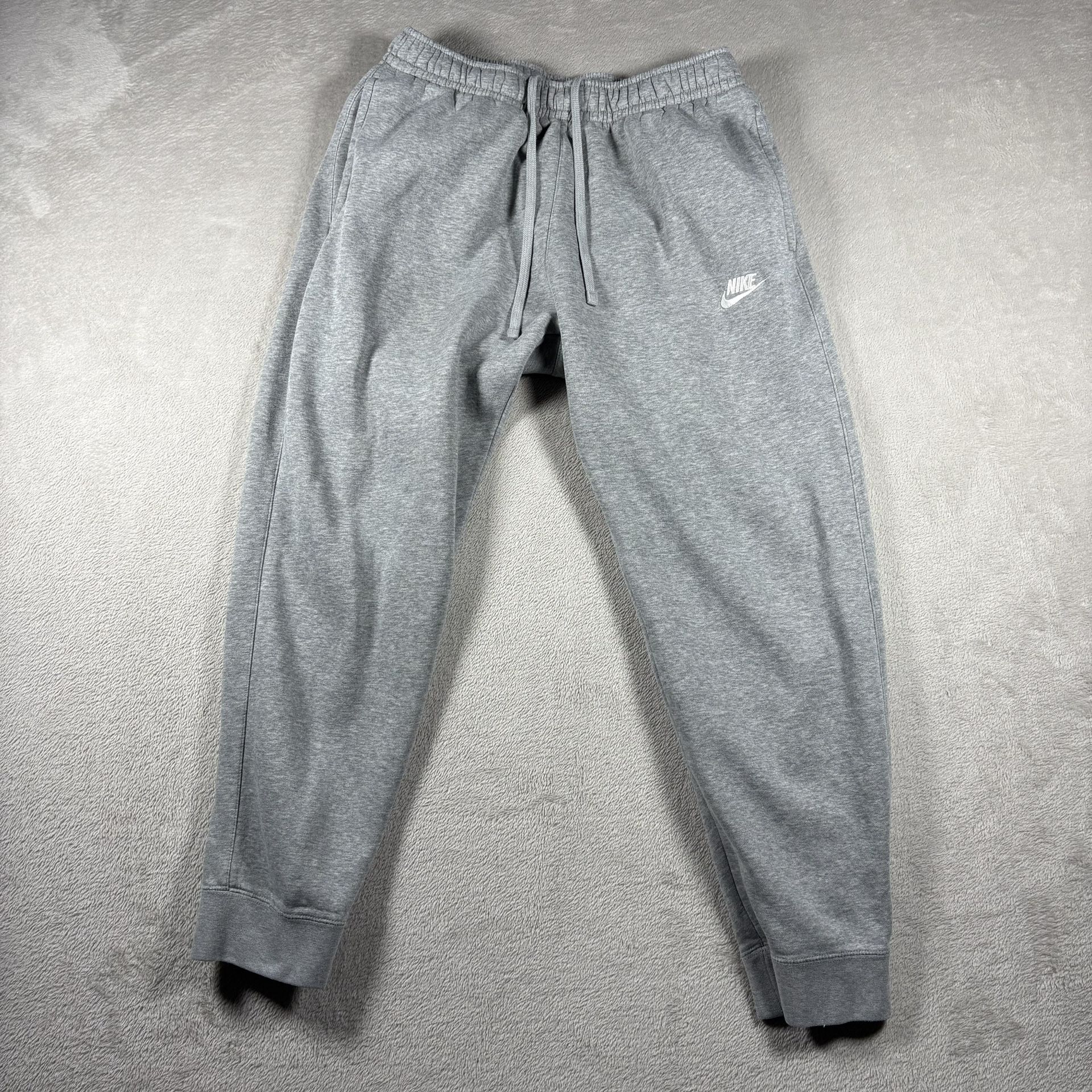 Nike Joggers Sweatpants Mens Medium Gray Swoosh Logo Drawstring Fleece #1605