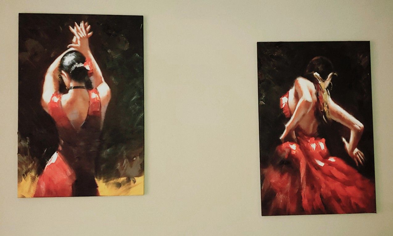 2 Paintings: Paimuni Dancing Lady Oil Paintings Hand Painted (24x36 inches)