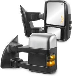 LIKE NEW Power Heated Towing 2 Mirrors 1999 to 2007 Ford F250 F350 F450 F550 Super Duty Turn Light