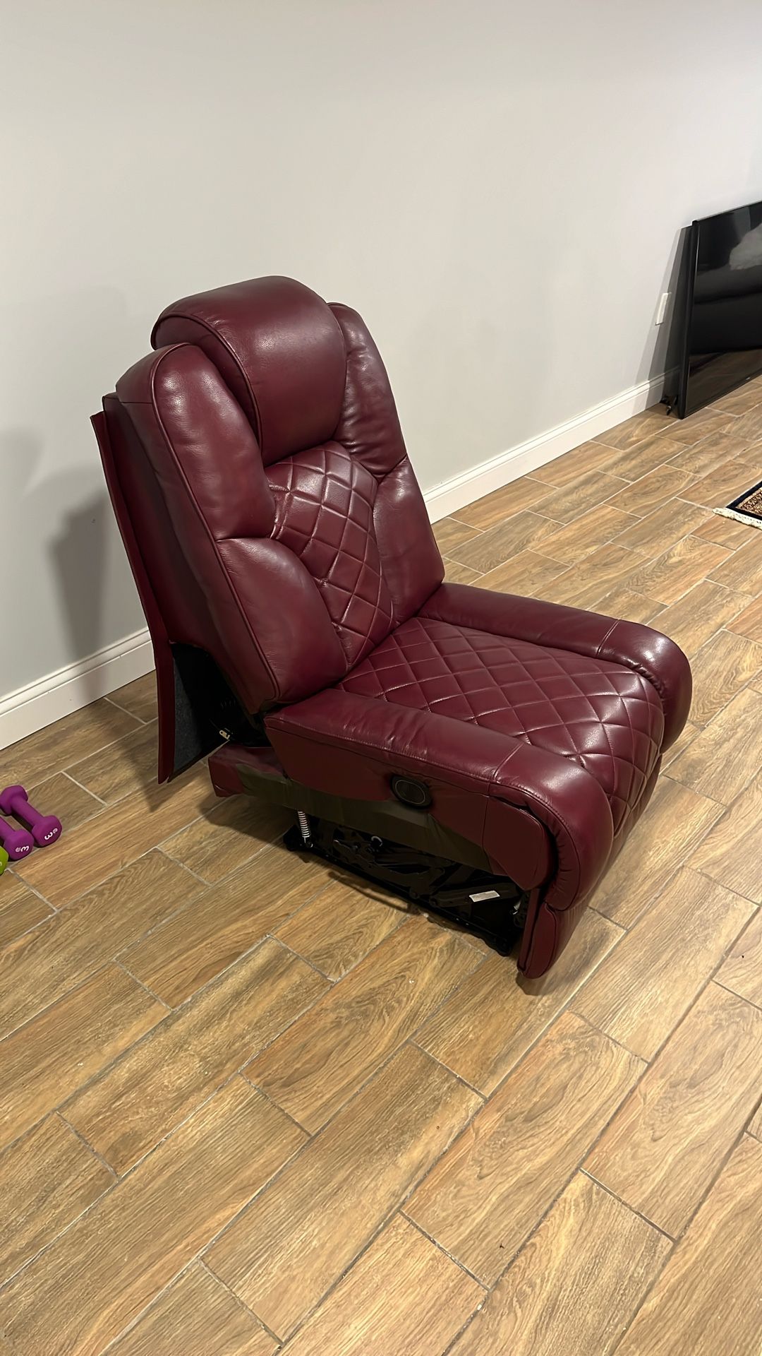 Red Leather Recliner Sofa 