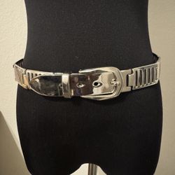 Unisex Silver Metal Belt