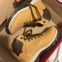 Tan Suede Lace-Up Hiking Boots
