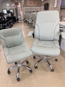 Gray Nail Salon Tech and Client Chair Set