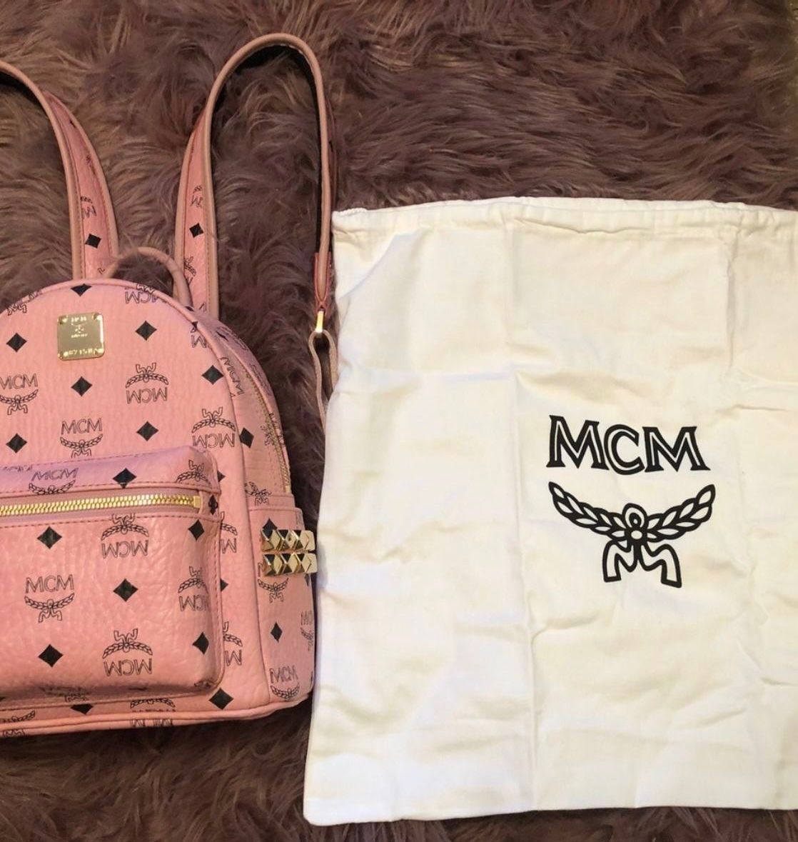 MCM Authentic Soft Pink Visetos Backpack