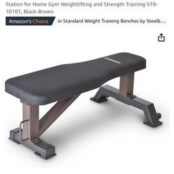 Steelbody Deluxe Versatile Rated 800 lbs Flat Utility Workout Bench Station for Home Gym Weightlifting and Strength Training STB-10101, Black-Brown