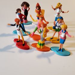 9 Small Minature Little 2" Girl Figurine Toy