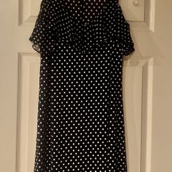 Women’s S Navy With White Polka Dots Dress