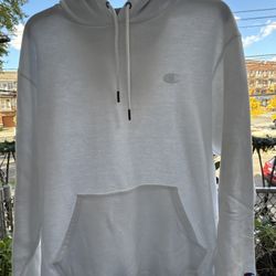 Men’s White Fleece Champion Pull Over Hoodie