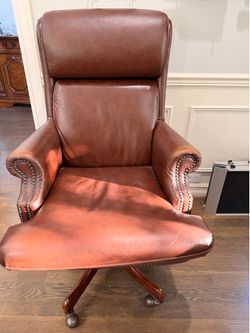 Leather Executive Office Chair with Nailhead Trim