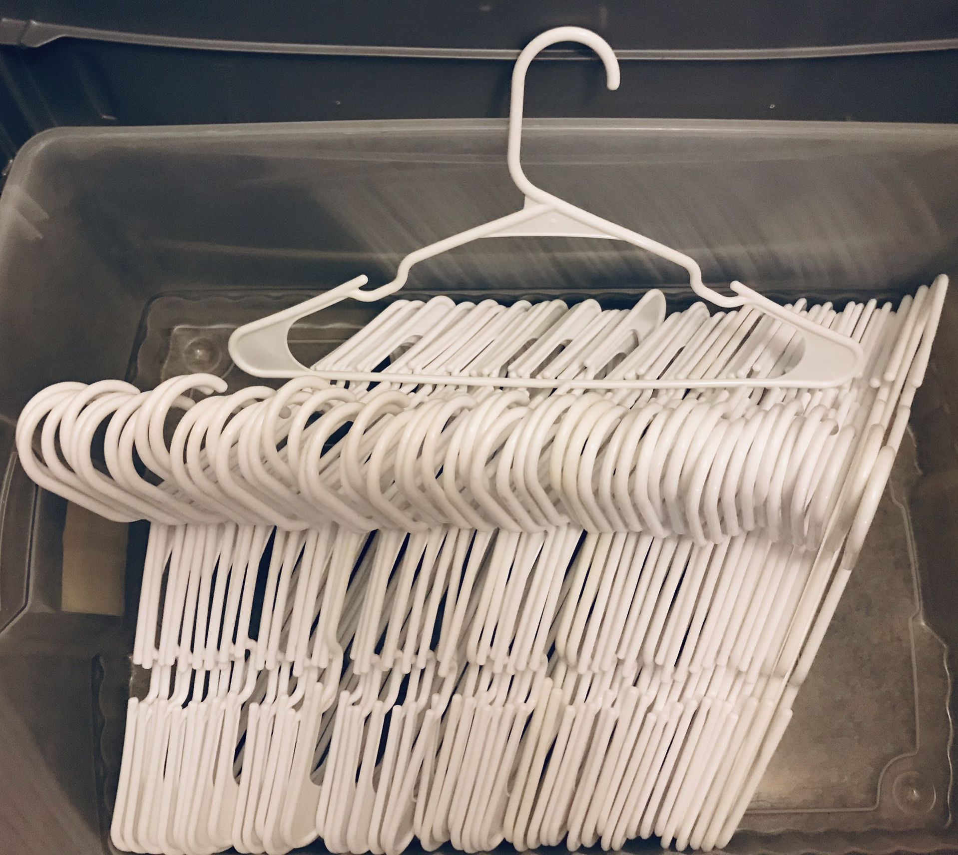 LOT OF WHITE CLOTHES HANGERS (54 count)