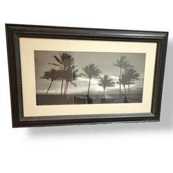 Antiqued B&W Palm Tree Framed Art 