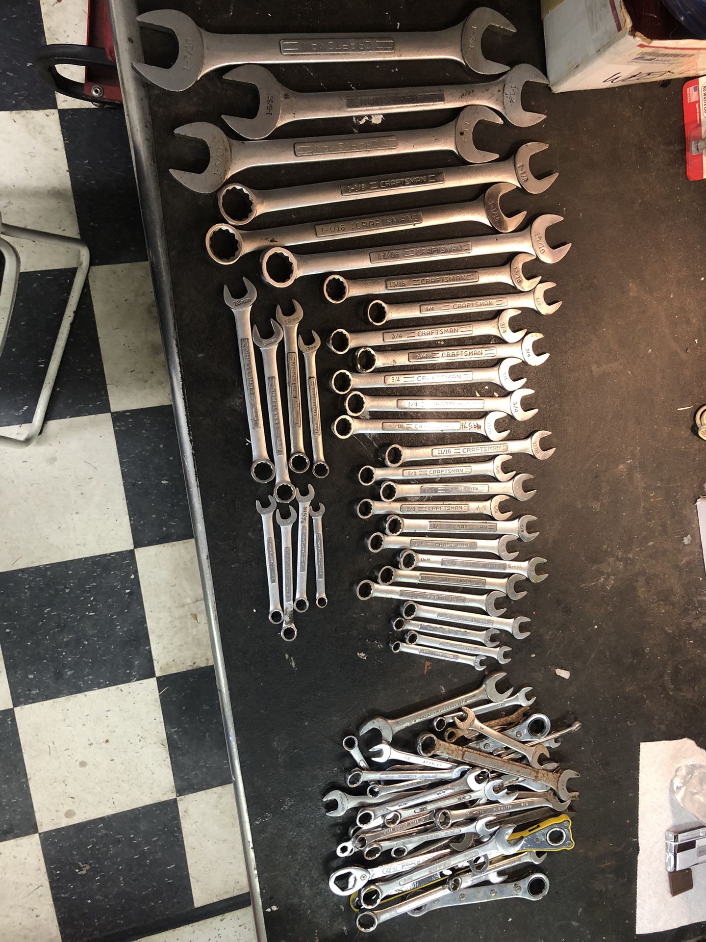 Lots of wrenches from 3/8” to 1-7/16”