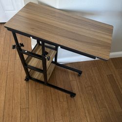 Mobile C Table, Height Adjustable Side Table with Storage Shelves New!