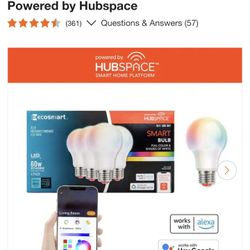 EcoSmart
60-Watt Equivalent Smart A19 Color Changing CEC LED Light Bulb with Voice Control (4-Bulb) Powered by Hubspace