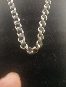 Mens silver  black  thick chain