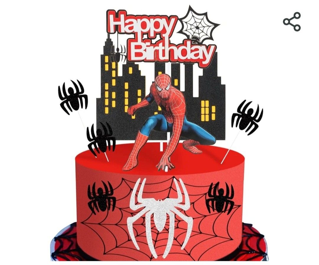 Spiderman Happy Birthday Cake Toppers, Spiderman Cake Toppers

