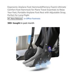 Brand new Ergonomic Airplane Foot Hammock(Memory Foam)-Ultimate Comfort Foot Hammock for Plane Travel Essentials to Relax Your Feet, Portable Airplane