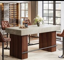 pub dining table with metal foot rest