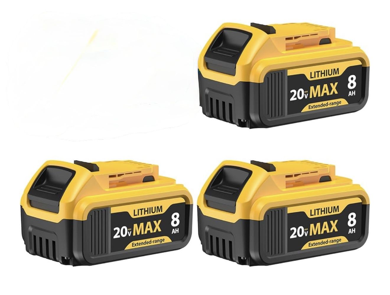 4-Pack 8000mAh DeWalt 20V Max Replacement Batteries - Compatible With DCB206 DCB200 DCB201 Tools