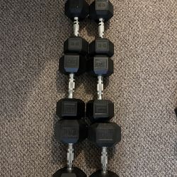 Dumbbells 40 Lbs, 30 Lbs, And 25 Lbs