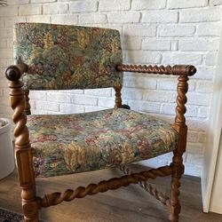 Beautiful Spindle Frame Chair With Vintage Upholstery