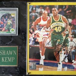 Shawn Kemp Autographed Plaque w/rookie Card