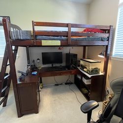 Loft Bed w/Workstation & Twin Mattress