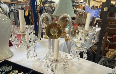 Hollywood Regency Crystal Wall  sconce 18x13 1930s