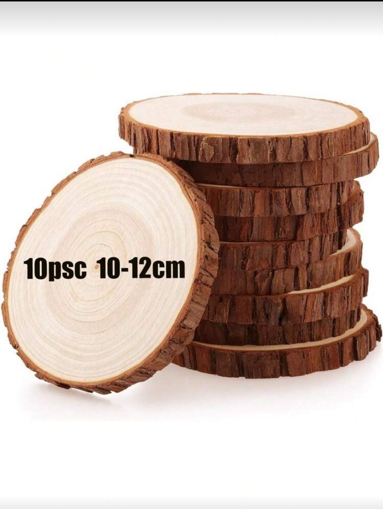 8 Pc Round Shape Pine Wood Slice