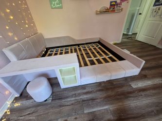 Full size bed frame with kids desk