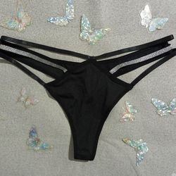 Silver & Black Cut Out  Thong 